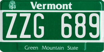 VT license plate ZZG689