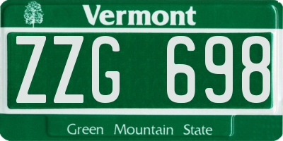 VT license plate ZZG698