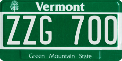 VT license plate ZZG700