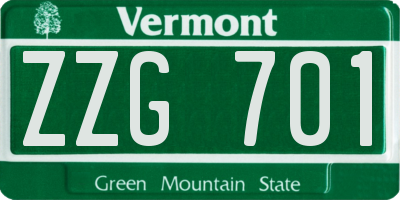 VT license plate ZZG701