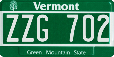 VT license plate ZZG702