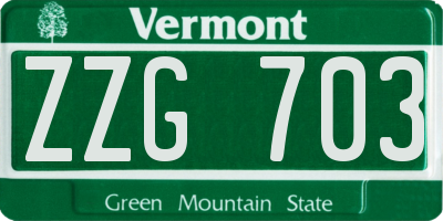 VT license plate ZZG703