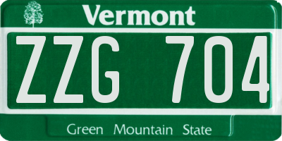 VT license plate ZZG704