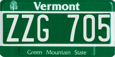 VT license plate ZZG705