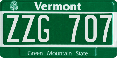 VT license plate ZZG707