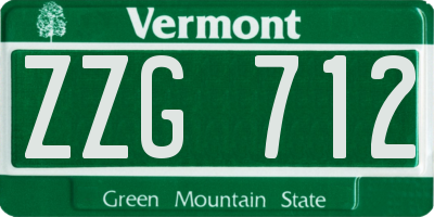 VT license plate ZZG712
