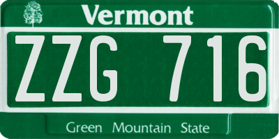 VT license plate ZZG716