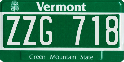 VT license plate ZZG718