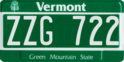 VT license plate ZZG722