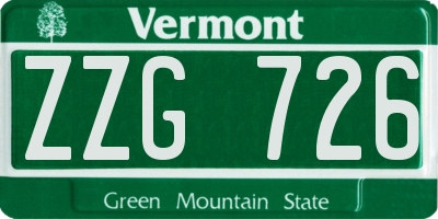 VT license plate ZZG726