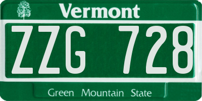 VT license plate ZZG728