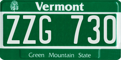 VT license plate ZZG730