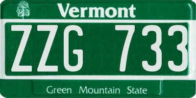 VT license plate ZZG733
