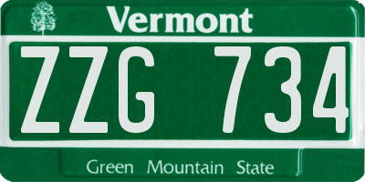 VT license plate ZZG734