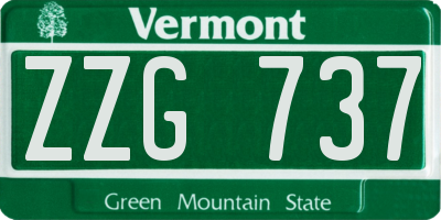 VT license plate ZZG737