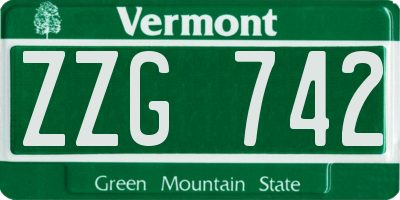 VT license plate ZZG742