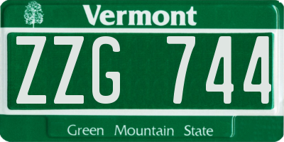 VT license plate ZZG744