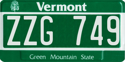 VT license plate ZZG749
