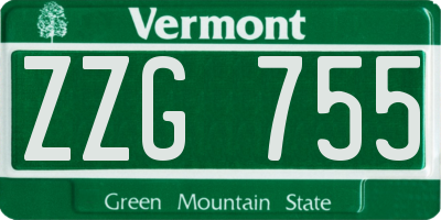 VT license plate ZZG755