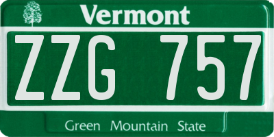 VT license plate ZZG757