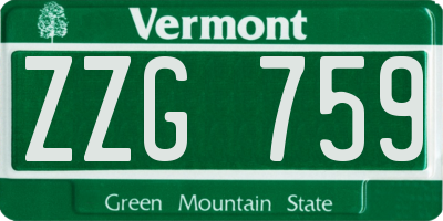 VT license plate ZZG759