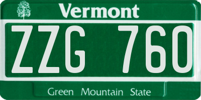VT license plate ZZG760