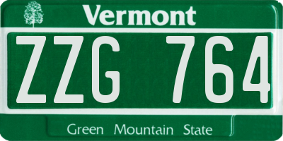 VT license plate ZZG764