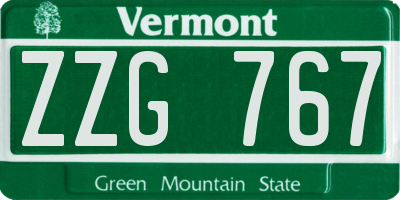 VT license plate ZZG767