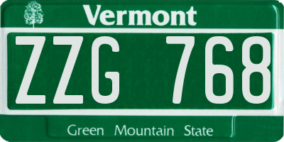 VT license plate ZZG768