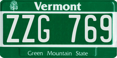 VT license plate ZZG769
