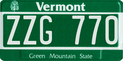 VT license plate ZZG770