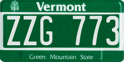 VT license plate ZZG773