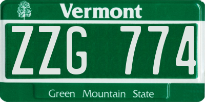 VT license plate ZZG774