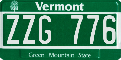 VT license plate ZZG776