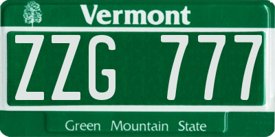 VT license plate ZZG777