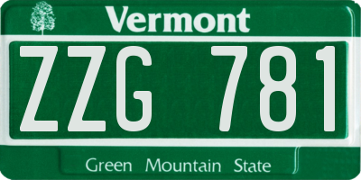VT license plate ZZG781
