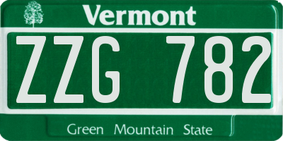 VT license plate ZZG782