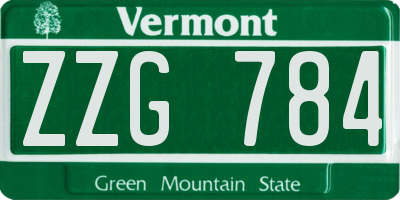 VT license plate ZZG784