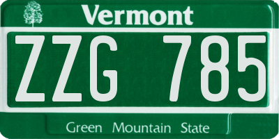 VT license plate ZZG785