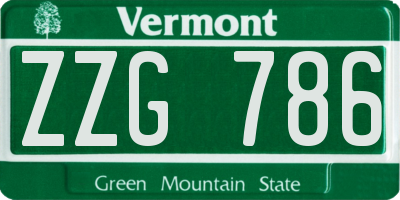 VT license plate ZZG786