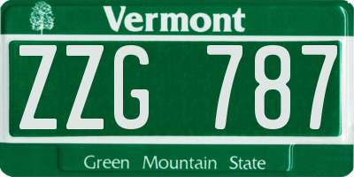 VT license plate ZZG787