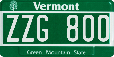 VT license plate ZZG800