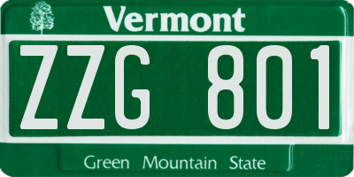 VT license plate ZZG801