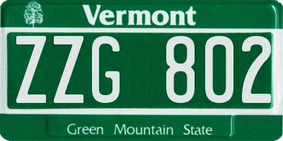 VT license plate ZZG802