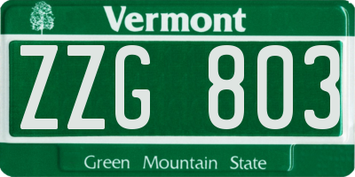 VT license plate ZZG803