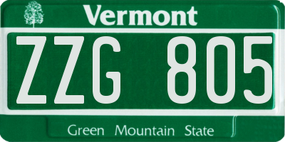 VT license plate ZZG805