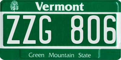 VT license plate ZZG806