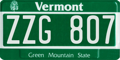 VT license plate ZZG807