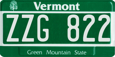 VT license plate ZZG822