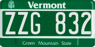 VT license plate ZZG832